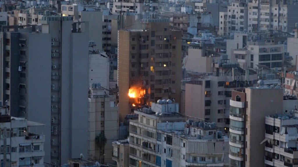 Beirut building ablaze after apparent Israeli strike | Israel attacks Lebanon