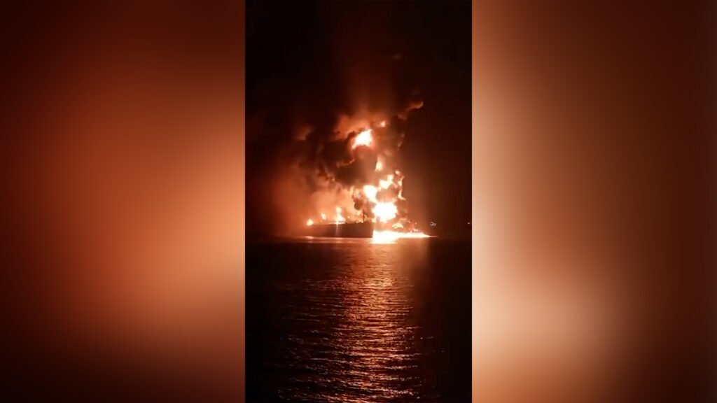 Massive fires on two oil tankers after attack in Iraqi waters | US-Israel war on Iran