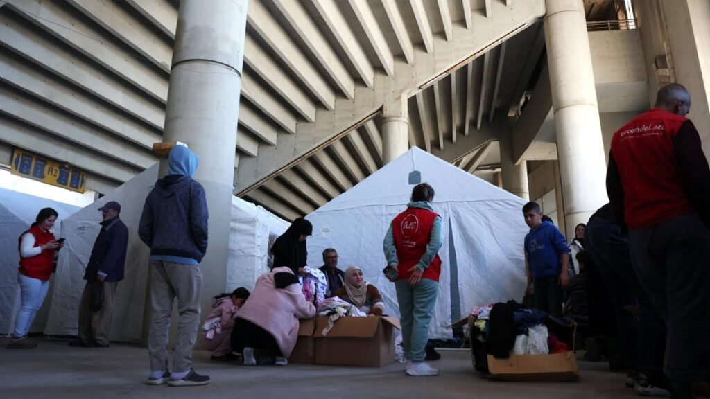 War turns Beirut stadium into shelter for hundreds of displaced